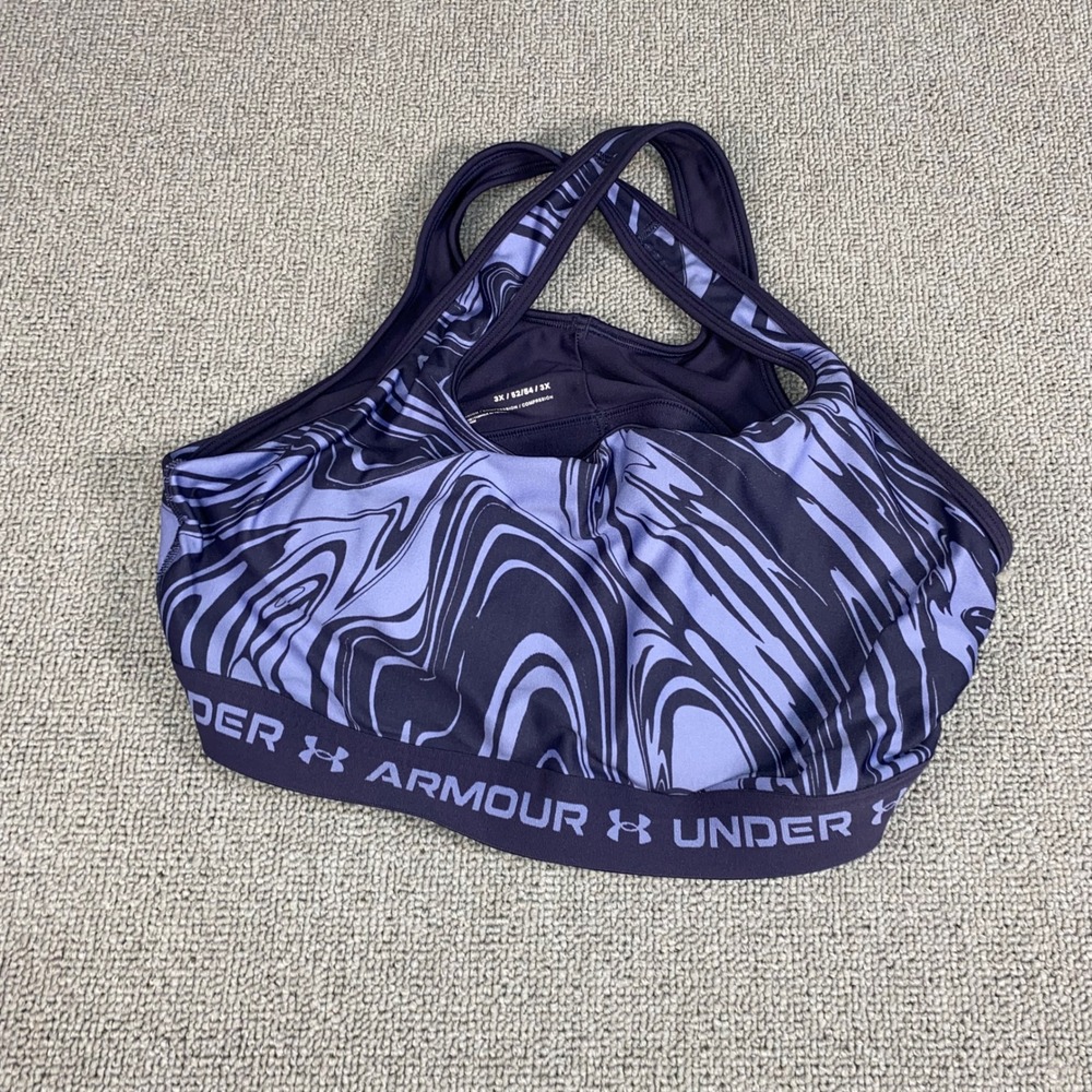 Under Armour Sports Bra Womens 3X Purple Swirl HeatGear Compression Racerback